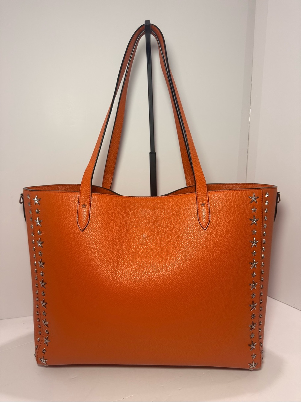 Jimmy Choo Large Orange Leather Star Studded Tote Made in Italy - Picture 4 of 12